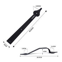 Description: 16”Steel Decorative Strap Hinge
Material: Steel  
Finish: Power Coated
Size: 16”
