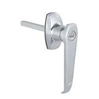 Description: Handle Lock
Material: ZDC base, handle, cylinder. Steel shaft.  
Surface: Chrome plated cylinder, handle and base. Zinc plated shaft.
Remark: 90 degree turn achieve open and lock. RH/LH open.
