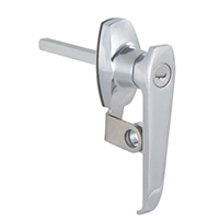 Description: Handle Lock
Material: ZDC base, handle, cylinder. Steel shaft. Stainless steel padlock hasp. 
Surface: Chrome plated cylinder, handle and base. Zinc plated shaft. Tumbled padlock hasp.
Remark: 90 degree or 180 degree turn achieve open and lock. RH/LH open.
