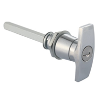 Description: Handle Lock
Material: ZDC base, handle, cylinder. Steel shaft.  
Surface: Chrome plated cylinder, handle and base. Zinc plated shaft.
Remark: 90 degree turn achieve open and lock. RH/LH open.
