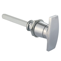 Description: Handle Lock
Material: ZDC base, handle, cylinder. Steel shaft.  
Surface: Chrome plated cylinder, handle and base. Zinc plated shaft.
Remark: 90 degree turn achieve open and lock. RH/LH open.

