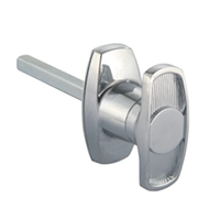Description: Handle Lock
Material: ZDC base, handle, cylinder. Steel shaft.  
Surface: Chrome plated cylinder, handle and base. Zinc plated shaft.
Remark: 90 degree turn achieve open and lock. RH/LH open.
