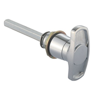 Description: Handle Lock
Material: ZDC base, handle, cylinder. Steel shaft.  
Surface: Chrome plated cylinder, handle and base. Zinc plated shaft.
Remark: 90 degree turn achieve open and lock. RH/LH open
