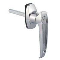 Description: Handle Lock
Material: ZDC base, handle, cylinder. Steel shaft.  
Surface: Chrome plated cylinder, handle and base. Zinc plated shaft.
Remark: 90 degree or 180 degree turn achieve open and lock. RH/LG open.
