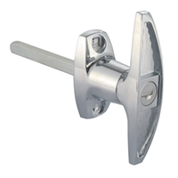 Description: Handle Lock
Material: ZDC base, handle, cylinder. Steel shaft.  
Surface: Chrome plated cylinder, handle and base. Zinc plated shaft.  
Remark: 180 degree turn achieve open and lock. RH/LH open
