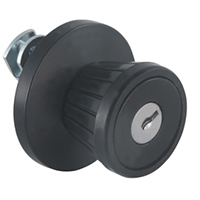 Description: Handle Lock
Material: ZDC base, handle, cylinder. Steel fixings.  
Surface: Chrome plated cylinder, handle and base. Zinc plated fixings.
Remark: 30 degree turn achieve open and lock.  
