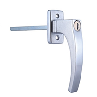 Description: Handle Lock
Material: ZDC base, handle, cylinder. Steel shaft.    
Surface: Chrome plated cylinder, handle and base. Zinc plated shaft.  
Remark: 90 degree turn achieve open and lock. 
