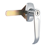 Description: Handle Lock
Material: ZDC base, handle, cylinder. Steel shaft.  
Surface: Chrome plated cylinder, handle and base. Zinc plated cam.
Remark: 90 degree turn achieve open and lock.  
