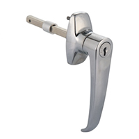 Description: Handle Lock
Material: ZDC base, handle, cylinder. Steel shaft.   
Surface: Chrome plated cylinder, handle and base. Zinc plated shaft.  
Remark: 90 degree turn achieve open and lock.  
