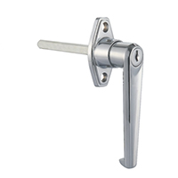 Description: Handle Lock
Material: ZDC base, handle, cylinder. Steel shaft. 
Surface: Chrome plated cylinder, handle and base. Zinc plated shaft.  
Remark: 90 degree turn achieve open and lock. RH/LH open
