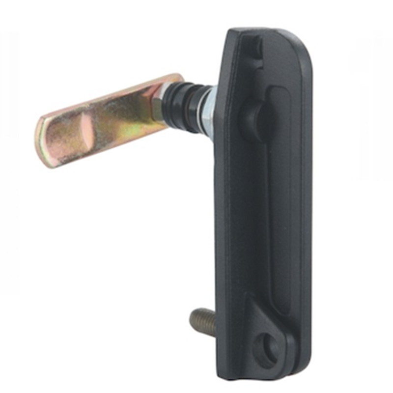 Description: Handle Lock
Material: ZDC base, handle. Steel shaft, cam.  
Surface: Power coated handle and base. Zinc plated shaft, cam.
Remark: 90 degree turn achieve open and lock.  
