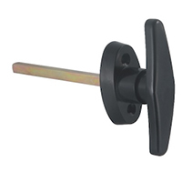 Description: Handle Lock
Material: ZDC cylinder, base, handle. Steel shaft.  
Surface: Chrome plated cylinder. Power coated handle and base. Zinc plated shaft.
Remark: 90 degree turn achieve open and lock.  
