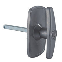 Description: Handle Lock
Material: ZDC base, handle, cylinder with stainless steel cap. Steel shaft.
Surface: Paineted plated handle, base. Zinc plated cylinder, shaft.
Remark: 90 degree turn achieve open and lock.  
