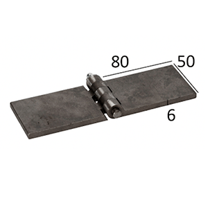 Name: Hinge 50x80x6mm lubricated
Material: Steel
Size: 50x80x6mm
Hinge Pin: 8mm
Joint Spacing: 5
